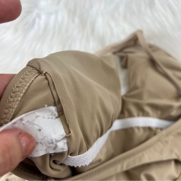 Becca Virtue High Neck Key Hole Front One Piece Swimsuit Tan Color Size Large - Picture 8 of 16